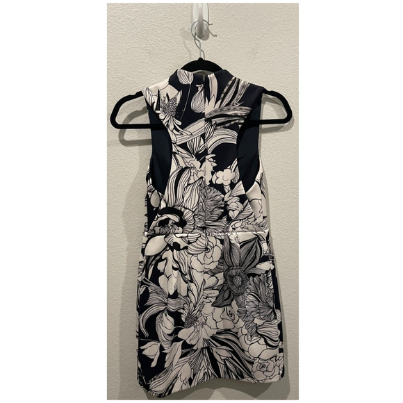 KEEPSAKE Black Navy Blue Floral Sleeveless Mini Dress - Picture 3 of 6